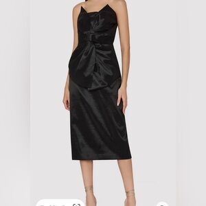 Elegant Black Strapless Cocktail Dress with Bow Detail by Milly!  NWT